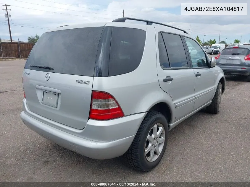 1999 Mercedes-Benz Ml 430 VIN: 4JGAB72E8XA104817 Lot: 40067641