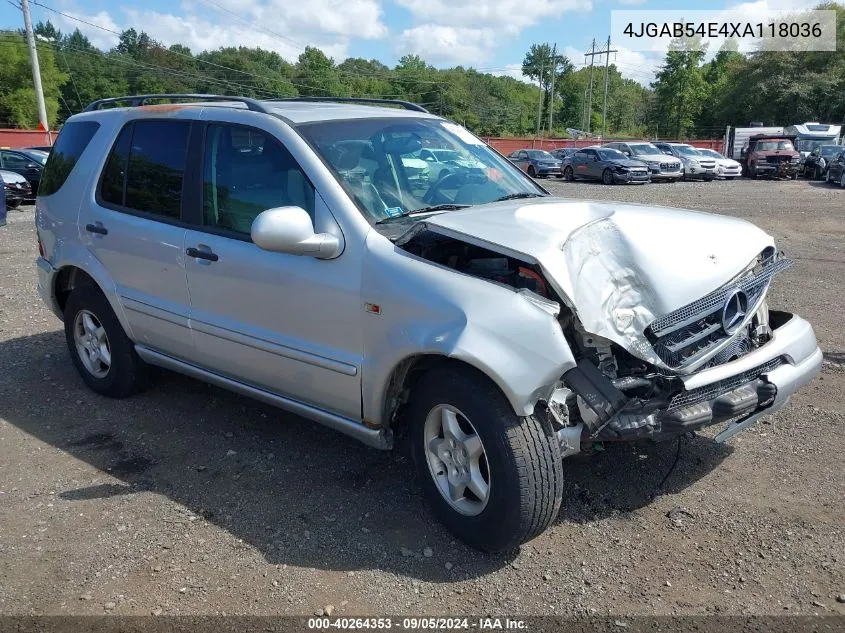 1999 Mercedes-Benz Ml 320 VIN: 4JGAB54E4XA118036 Lot: 40264353