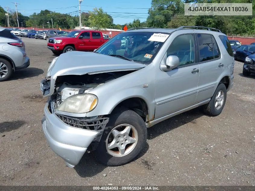 1999 Mercedes-Benz Ml 320 VIN: 4JGAB54E4XA118036 Lot: 40264353