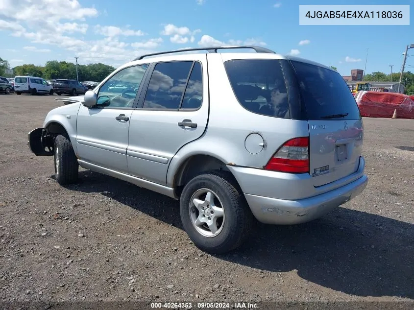 1999 Mercedes-Benz Ml 320 VIN: 4JGAB54E4XA118036 Lot: 40264353