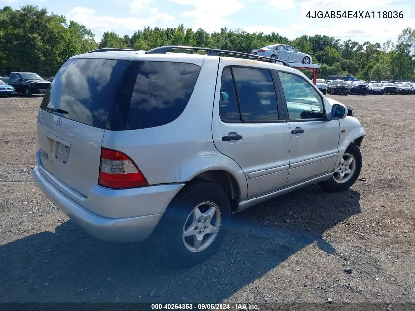 1999 Mercedes-Benz Ml 320 VIN: 4JGAB54E4XA118036 Lot: 40264353