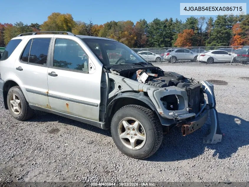 1999 Mercedes-Benz Ml 320 VIN: 4JGAB54E5XA086715 Lot: 40635644