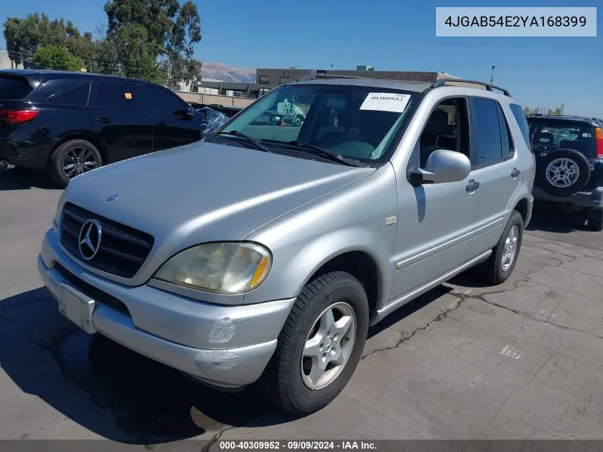 2000 Mercedes-Benz Ml 320 VIN: 4JGAB54E2YA168399 Lot: 40309952