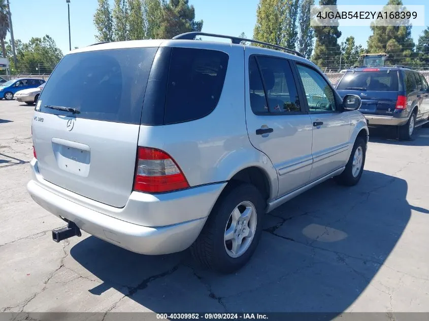 2000 Mercedes-Benz Ml 320 VIN: 4JGAB54E2YA168399 Lot: 40309952