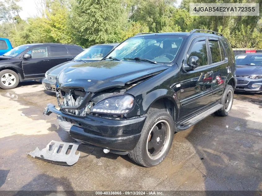 2000 Mercedes-Benz Ml 320 320 VIN: 4JGAB54E2YA172355 Lot: 40336065