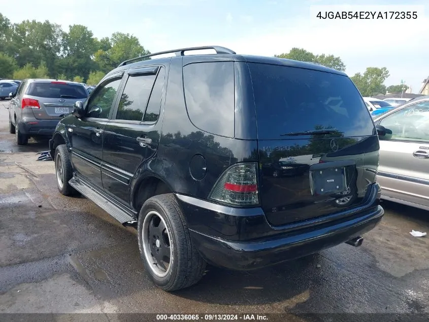 2000 Mercedes-Benz Ml 320 320 VIN: 4JGAB54E2YA172355 Lot: 40336065