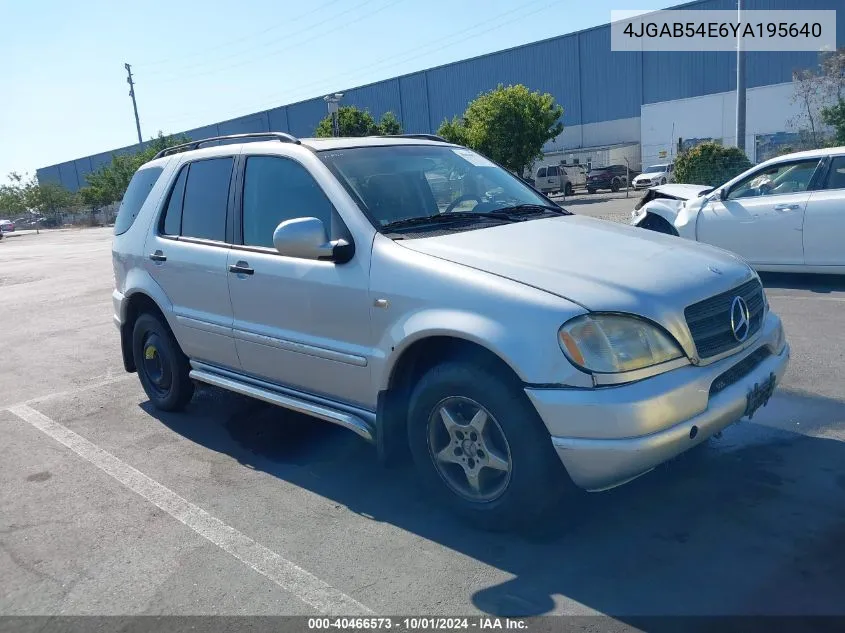 2000 Mercedes-Benz Ml 320 VIN: 4JGAB54E6YA195640 Lot: 40466573