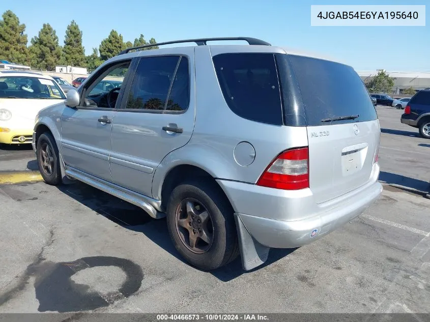 2000 Mercedes-Benz Ml 320 VIN: 4JGAB54E6YA195640 Lot: 40466573