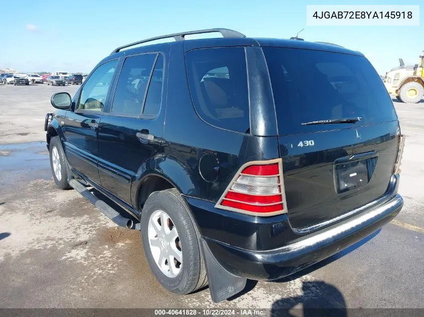 2000 Mercedes-Benz Ml 430 VIN: 4JGAB72E8YA145918 Lot: 40641828