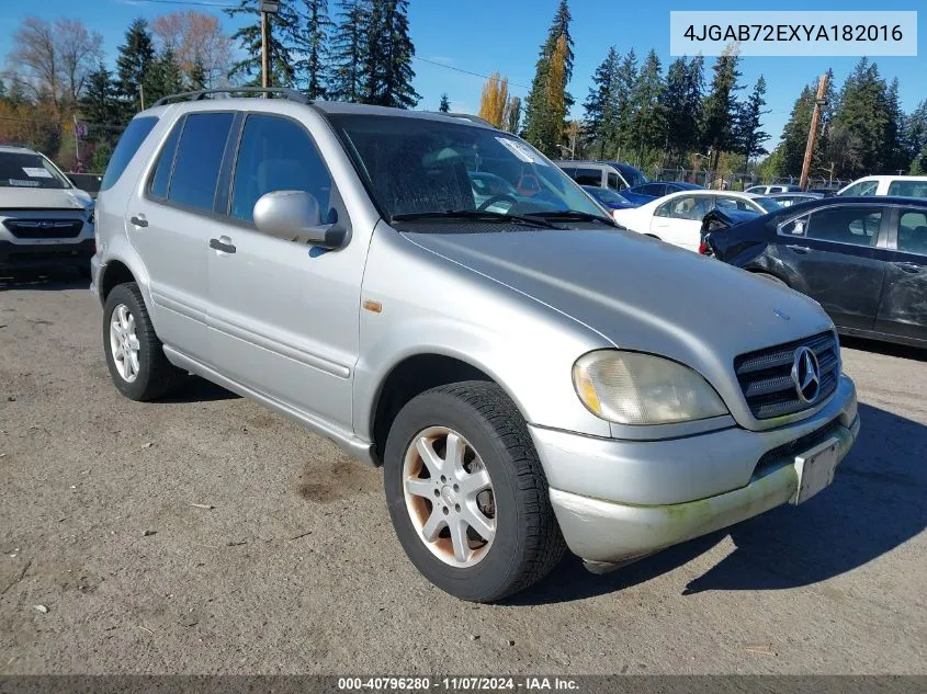 2000 Mercedes-Benz Ml 430 VIN: 4JGAB72EXYA182016 Lot: 40796280