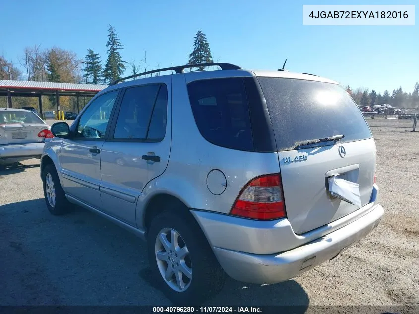 2000 Mercedes-Benz Ml 430 VIN: 4JGAB72EXYA182016 Lot: 40796280