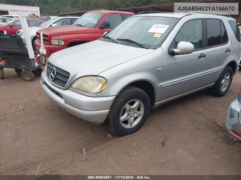 2000 Mercedes-Benz Ml 320 VIN: 4JGAB54E2YA166670 Lot: 40853851