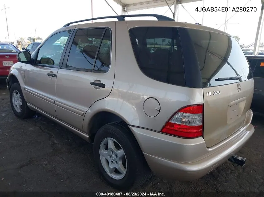 2001 Mercedes-Benz Ml 320 VIN: 4JGAB54E01A280270 Lot: 40180487