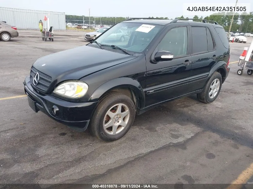 2002 Mercedes-Benz M-Class VIN: 4JGAB54E42A351505 Lot: 40318878