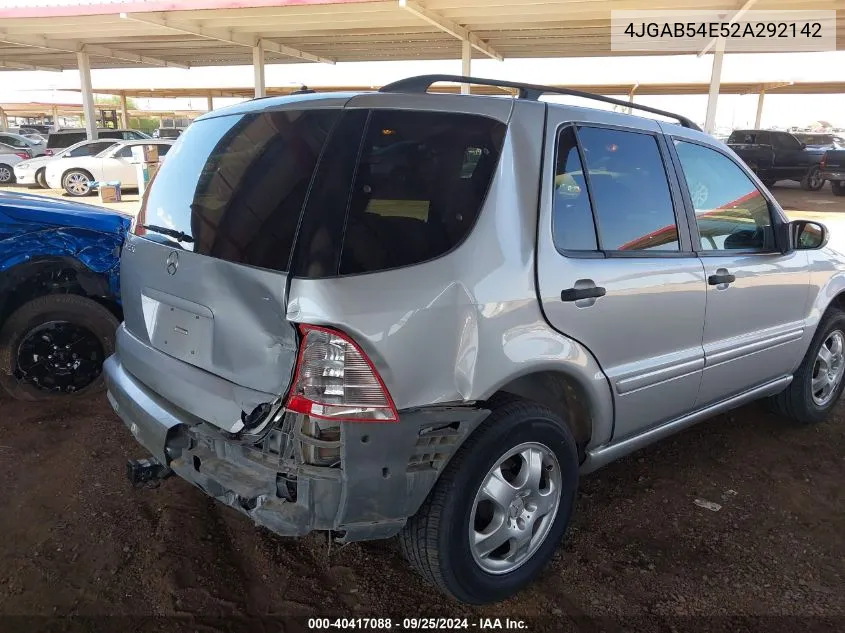 2002 Mercedes-Benz Ml 320 VIN: 4JGAB54E52A292142 Lot: 40417088