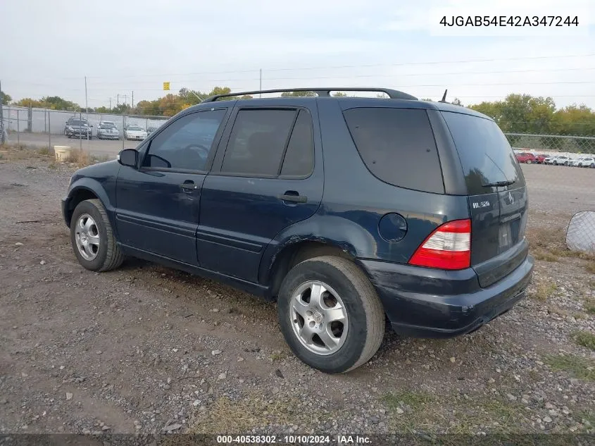 2002 Mercedes-Benz Ml 320 320 VIN: 4JGAB54E42A347244 Lot: 40538302