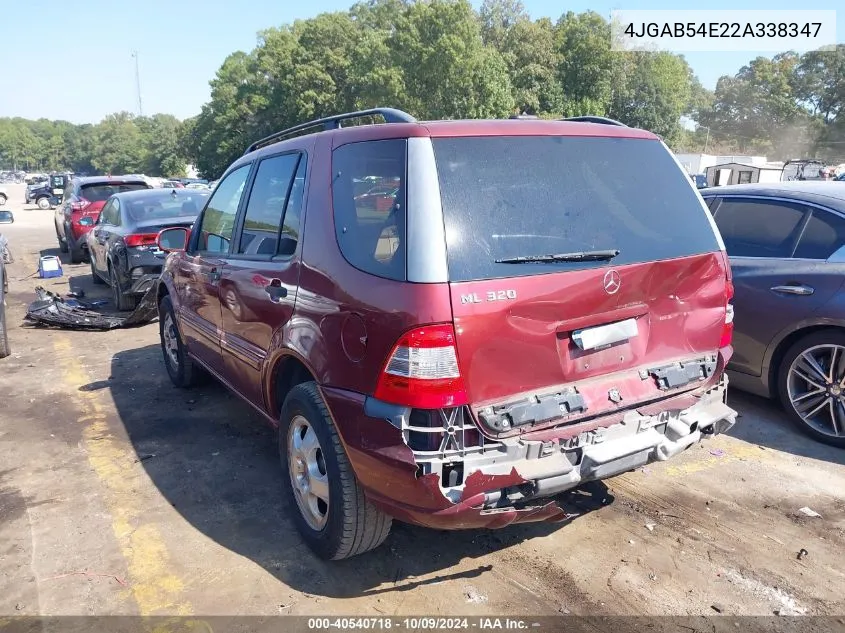 2002 Mercedes-Benz Ml 320 VIN: 4JGAB54E22A338347 Lot: 40540718