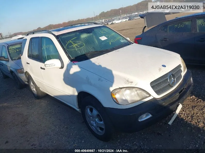 2002 Mercedes-Benz Ml 320 VIN: 4JGAB54EX2A319030 Lot: 40648667