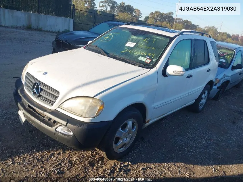 2002 Mercedes-Benz Ml 320 VIN: 4JGAB54EX2A319030 Lot: 40648667