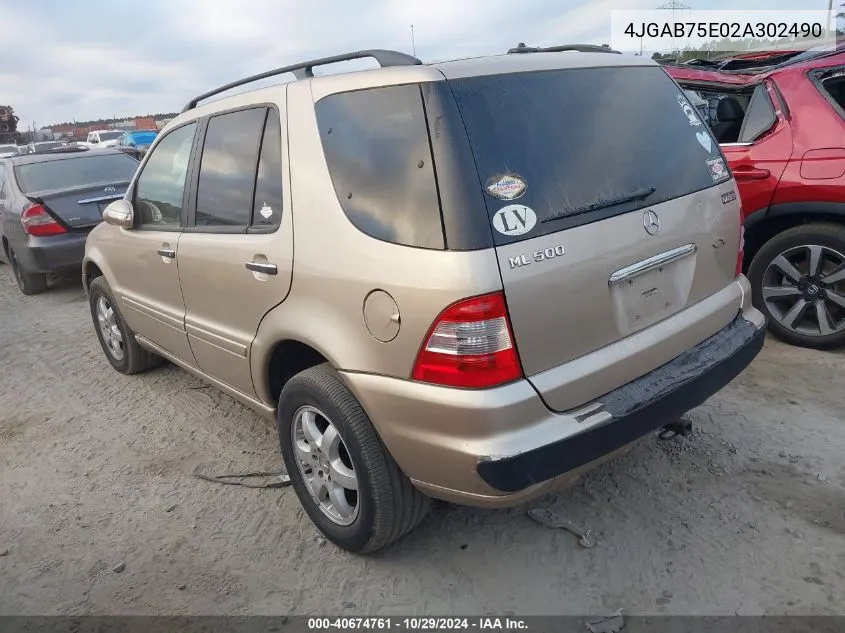 2002 Mercedes-Benz Ml 500 VIN: 4JGAB75E02A302490 Lot: 40674761