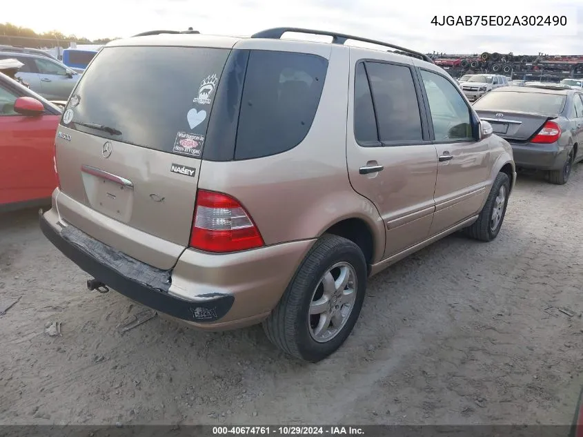 2002 Mercedes-Benz Ml 500 VIN: 4JGAB75E02A302490 Lot: 40674761