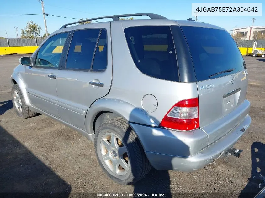 2002 Mercedes-Benz Ml 500 VIN: 4JGAB75E72A304642 Lot: 40696160