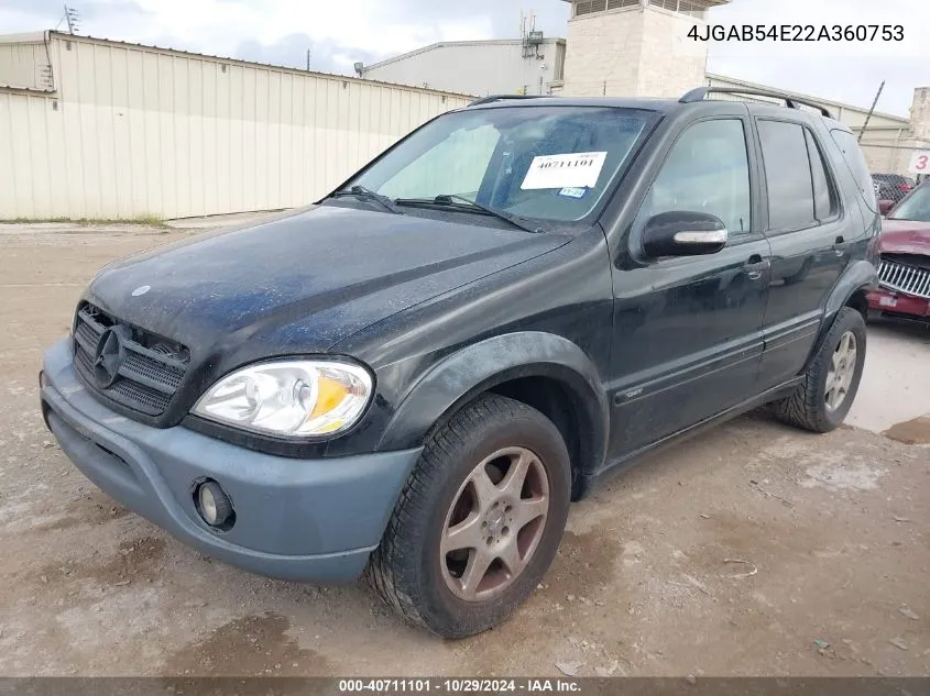 2002 Mercedes-Benz Ml 320 VIN: 4JGAB54E22A360753 Lot: 40711101