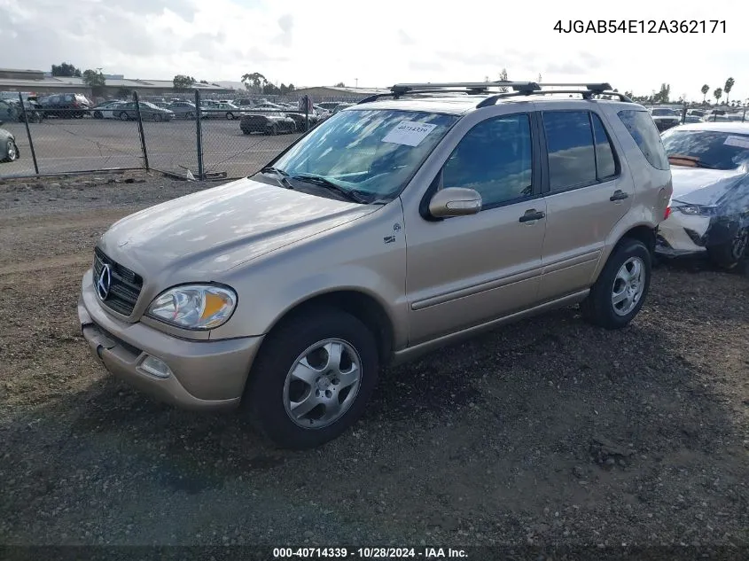 2002 Mercedes-Benz Ml 320 VIN: 4JGAB54E12A362171 Lot: 40714339