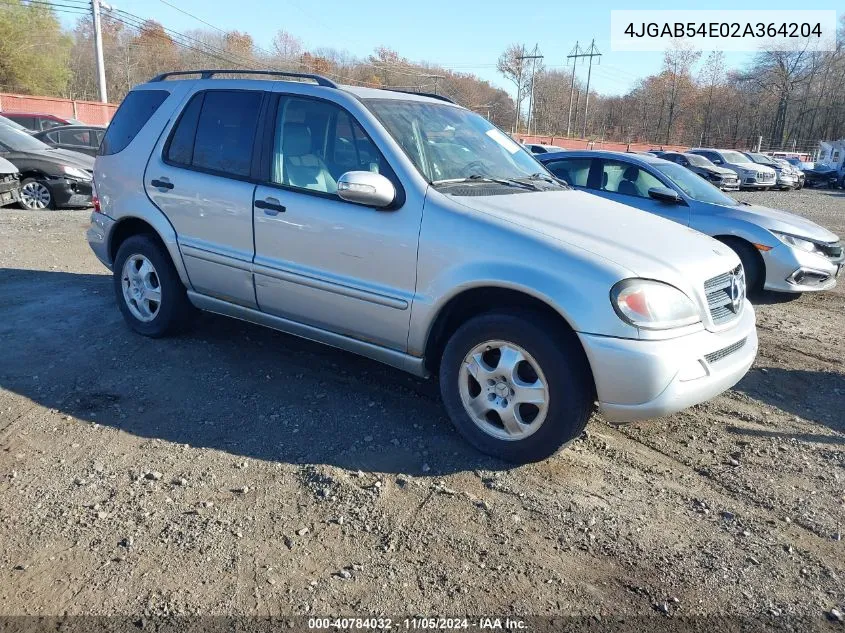 2002 Mercedes-Benz Ml 320 VIN: 4JGAB54E02A364204 Lot: 40784032