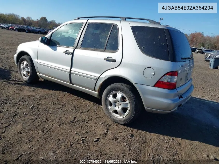 2002 Mercedes-Benz Ml 320 VIN: 4JGAB54E02A364204 Lot: 40784032