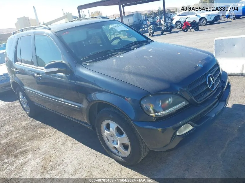 2002 Mercedes-Benz Ml 320 VIN: 4JGAB54E92A330794 Lot: 40785409