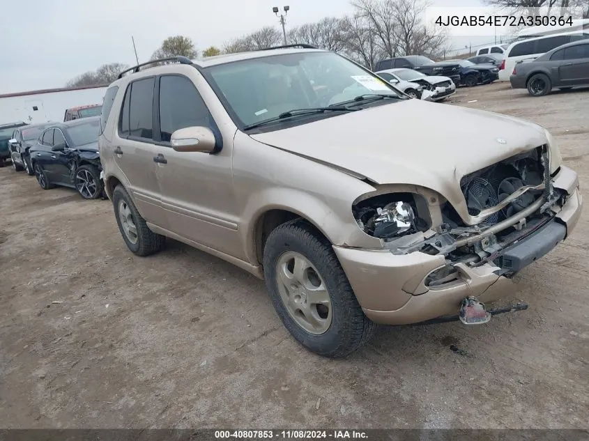 2002 Mercedes-Benz Ml 320 VIN: 4JGAB54E72A350364 Lot: 40807853