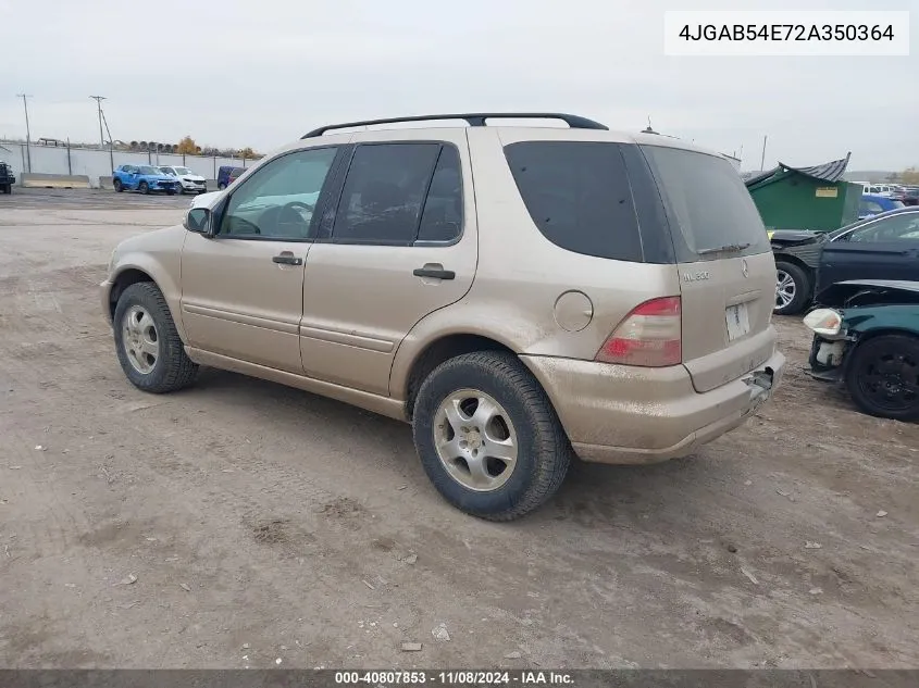 2002 Mercedes-Benz Ml 320 VIN: 4JGAB54E72A350364 Lot: 40807853