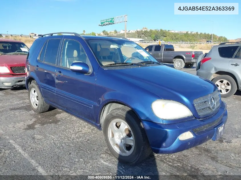 2002 Mercedes-Benz Ml 320 VIN: 4JGAB54E52A363369 Lot: 40809855