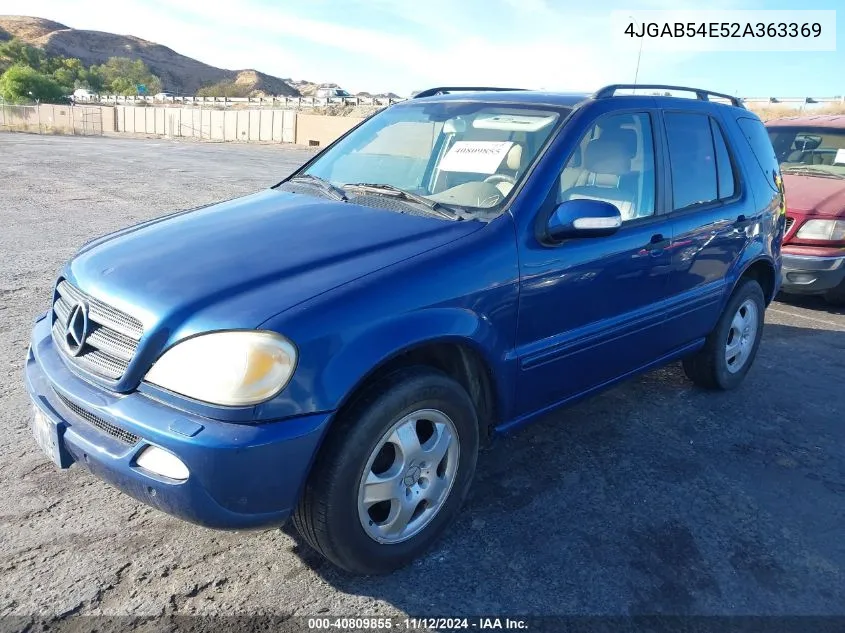 2002 Mercedes-Benz Ml 320 VIN: 4JGAB54E52A363369 Lot: 40809855