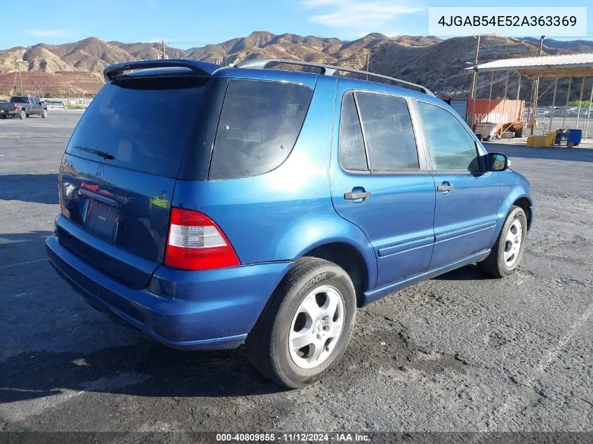 2002 Mercedes-Benz Ml 320 VIN: 4JGAB54E52A363369 Lot: 40809855