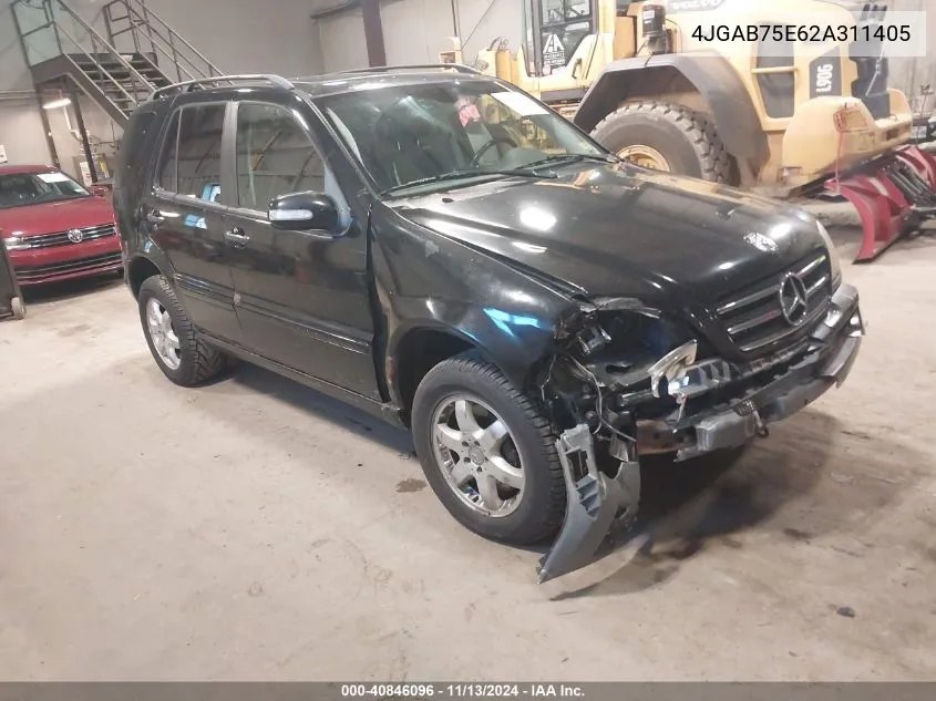 2002 Mercedes-Benz M-Class VIN: 4JGAB75E62A311405 Lot: 40846096