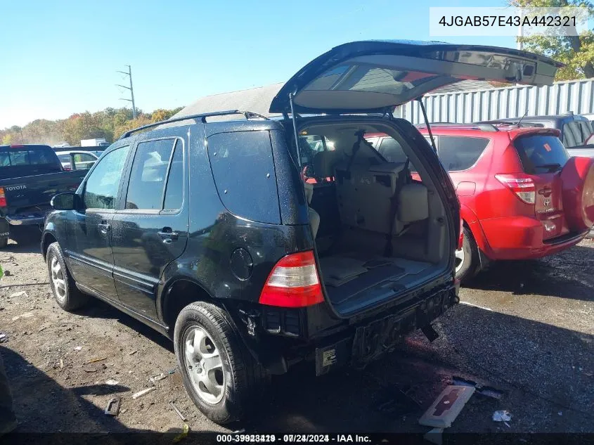 4JGAB57E43A442321 2003 Mercedes-Benz Ml 350