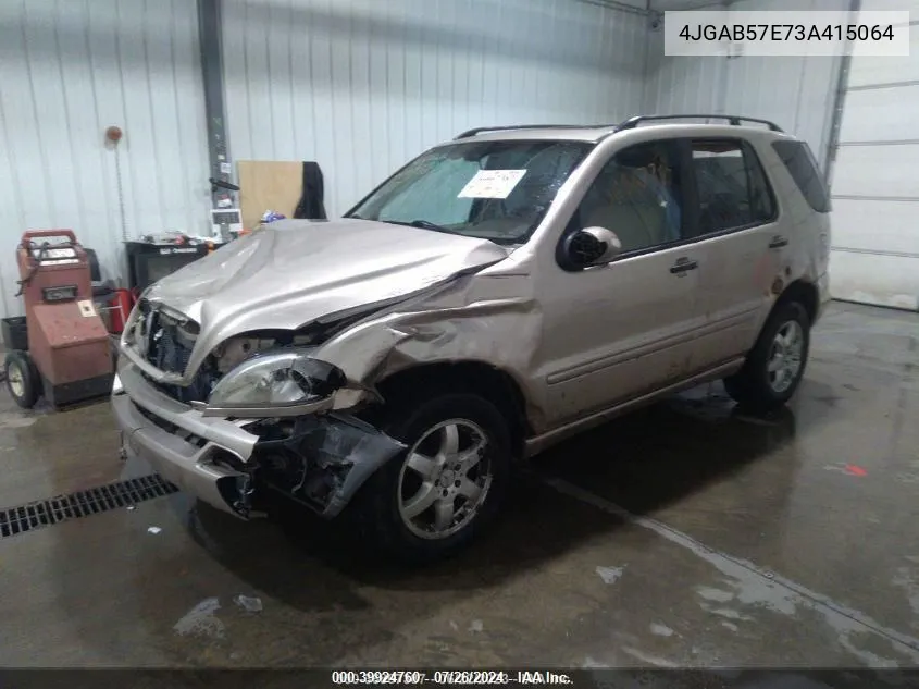 2003 Mercedes-Benz Ml 350 VIN: 4JGAB57E73A415064 Lot: 39924760