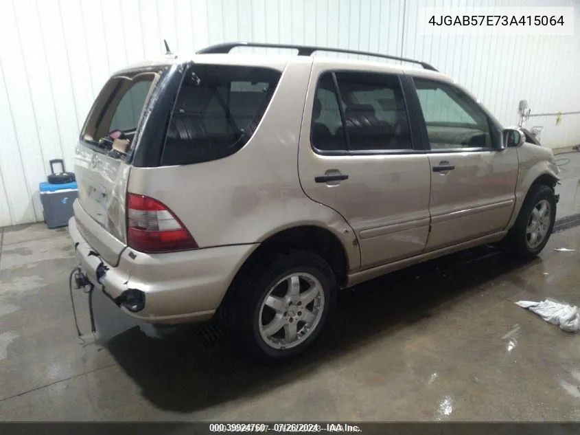 2003 Mercedes-Benz Ml 350 VIN: 4JGAB57E73A415064 Lot: 39924760