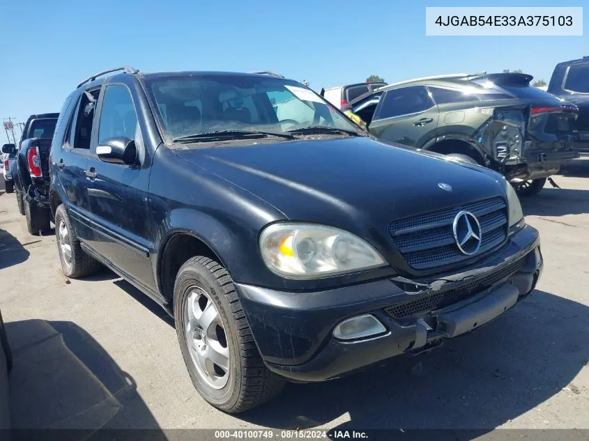 2003 Mercedes-Benz Ml 320 VIN: 4JGAB54E33A375103 Lot: 40100749