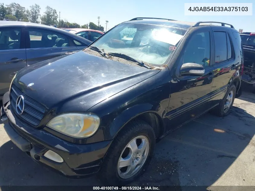 2003 Mercedes-Benz Ml 320 VIN: 4JGAB54E33A375103 Lot: 40100749