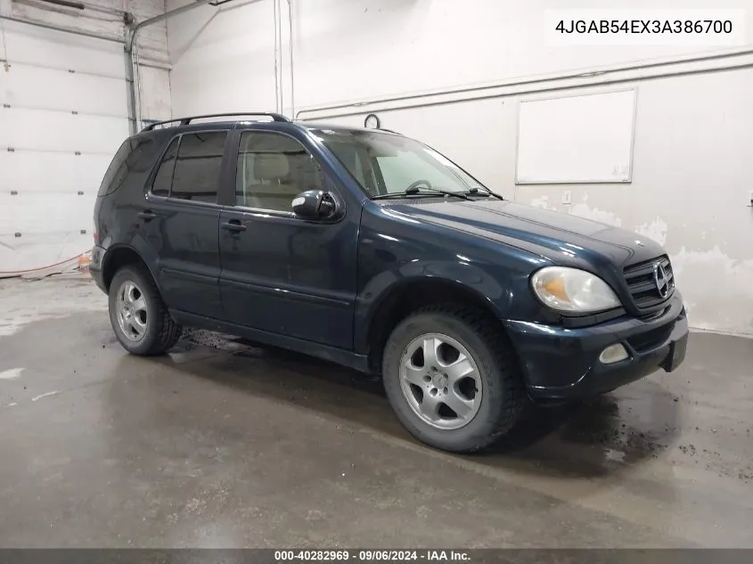 2003 Mercedes-Benz Ml 320 VIN: 4JGAB54EX3A386700 Lot: 40282969