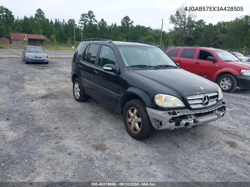 2003 Mercedes-Benz Ml 350 VIN: 4JGAB57EX3A428505 Lot: 40319886