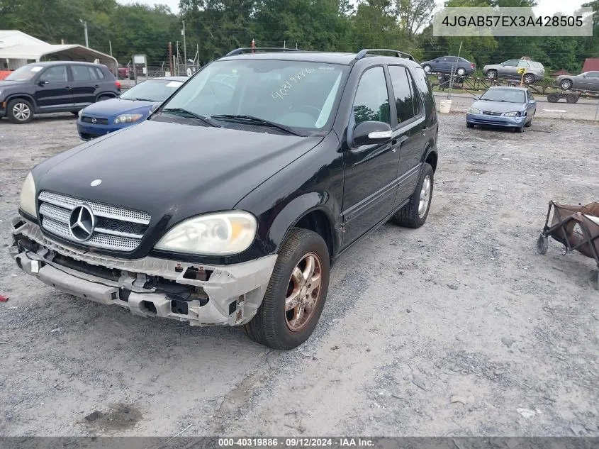 2003 Mercedes-Benz Ml 350 VIN: 4JGAB57EX3A428505 Lot: 40319886