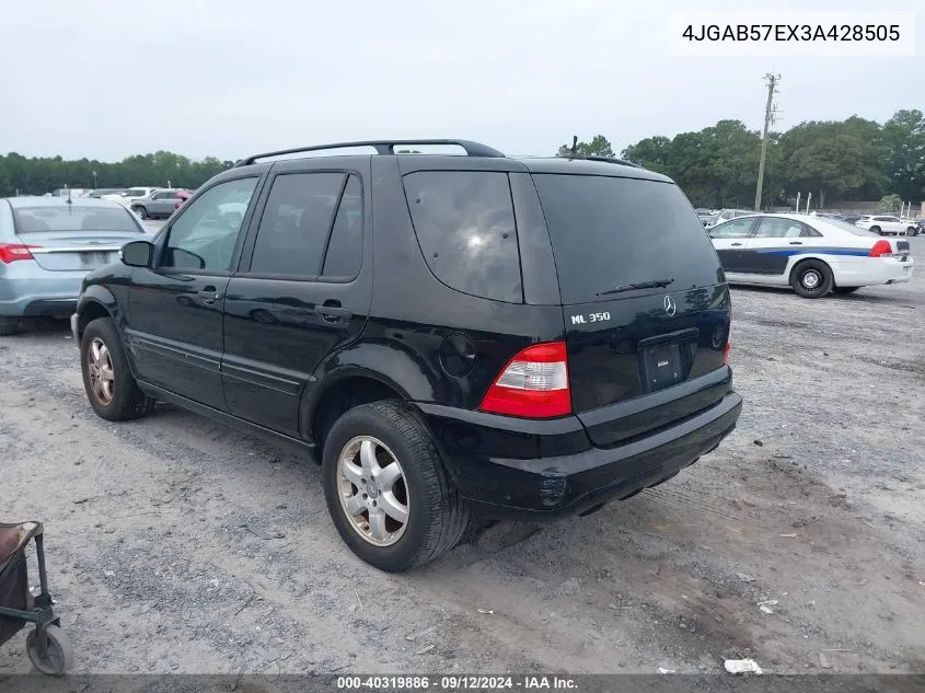 2003 Mercedes-Benz Ml 350 VIN: 4JGAB57EX3A428505 Lot: 40319886