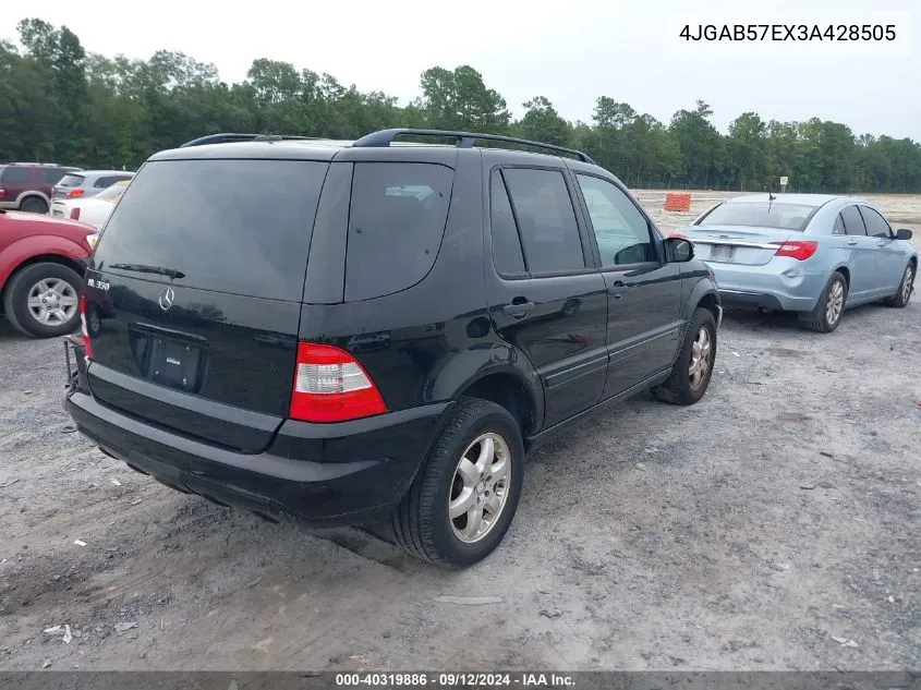 2003 Mercedes-Benz Ml 350 VIN: 4JGAB57EX3A428505 Lot: 40319886