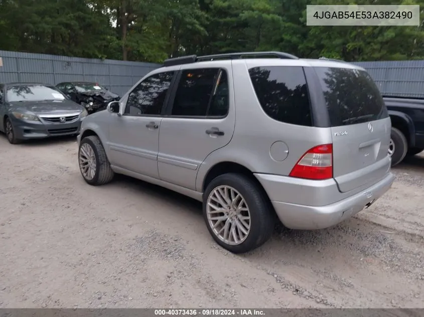 2003 Mercedes-Benz Ml 320 VIN: 4JGAB54E53A382490 Lot: 40373436