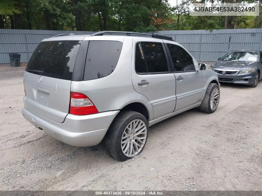 2003 Mercedes-Benz Ml 320 VIN: 4JGAB54E53A382490 Lot: 40373436