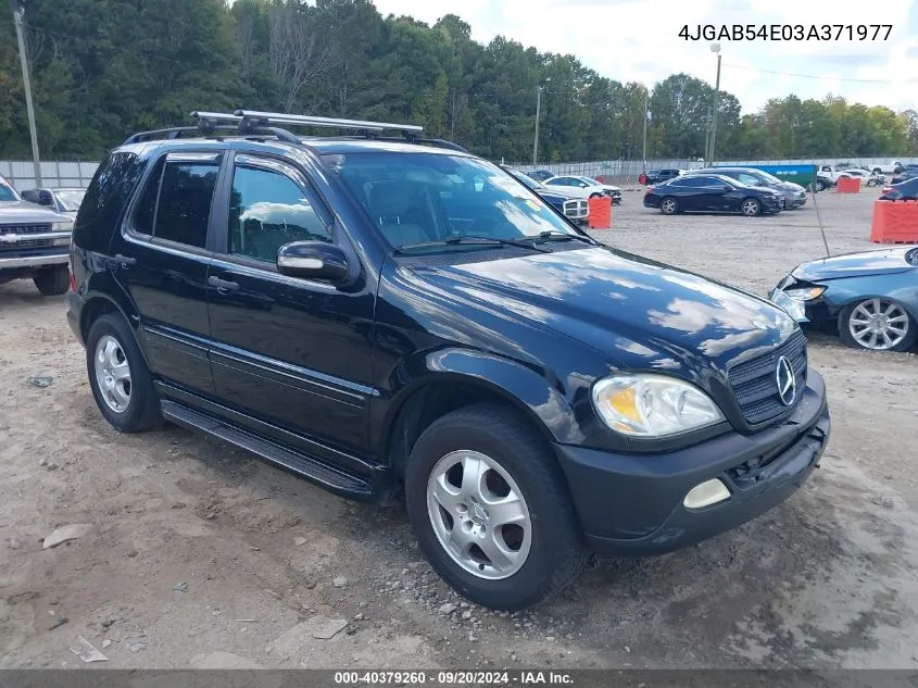 2003 Mercedes-Benz Ml 320 VIN: 4JGAB54E03A371977 Lot: 40379260